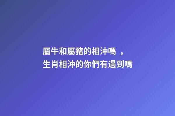 屬牛和屬豬的相沖嗎，生肖相沖的你們有遇到嗎-第1張-觀點-玄機派
